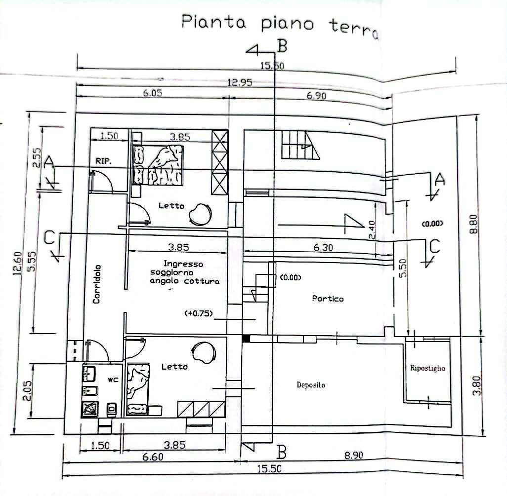 Anteprima della tavola di Appartamento A al piano terra